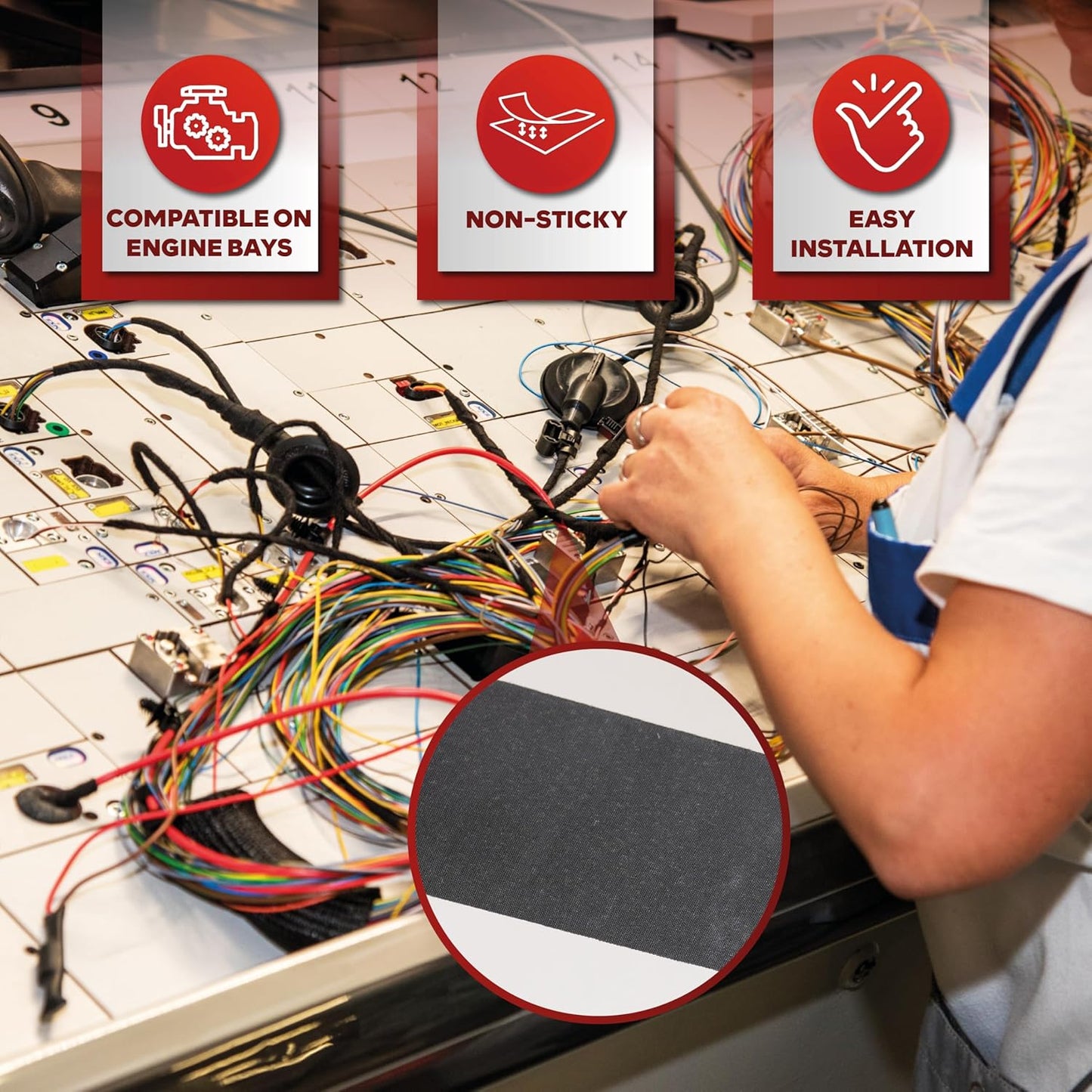 XFasten Black 3/4-Inch x 90-Feet (5-Pack) High-Heat Resistant Cloth Electrical Tape for Automotive Wire Loom