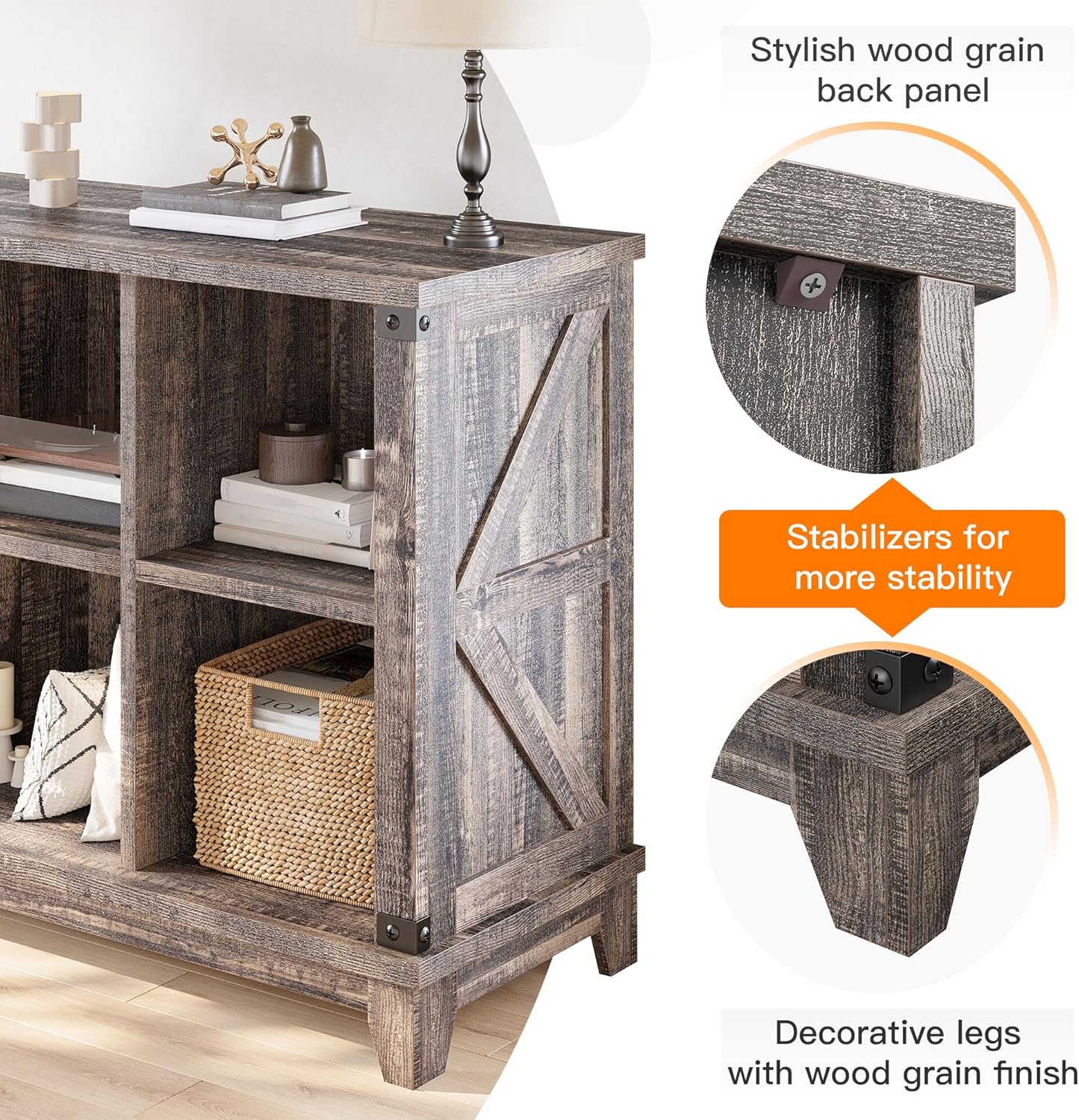 EnHomee 6 Cube Storage Organizer Bookshelf, Wood Cube Shelf Bookcase with Storage, Bookshelf for Living Room and Bedroom,Black Oak