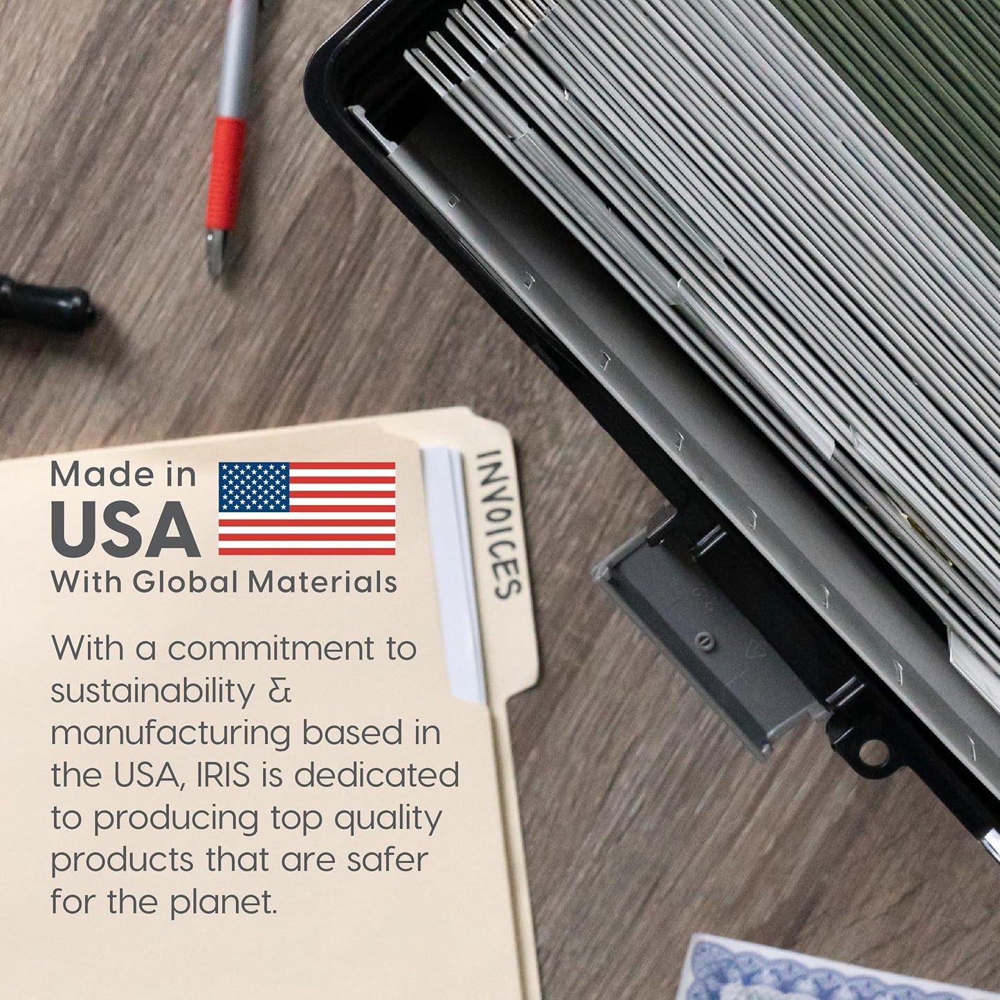 IRIS USA File Box with Lid File Organizer for Letter File w/Organizer-Lid, Water Resistant Document Box, Plastic Mobile Filing Organizer, Secure Buckle, Portable Handle, Lockable, Black 4 Pack