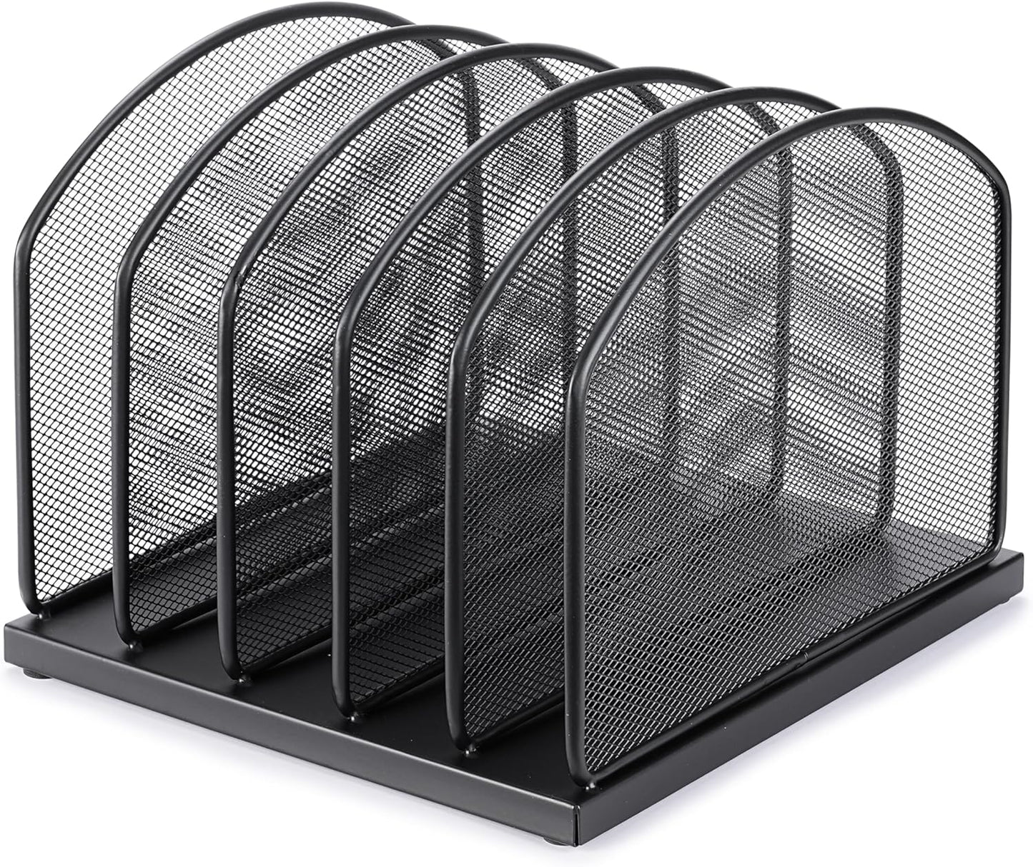 Huron 5-Slot Vertical File Binder Organizer Storage, Black Steel Mesh