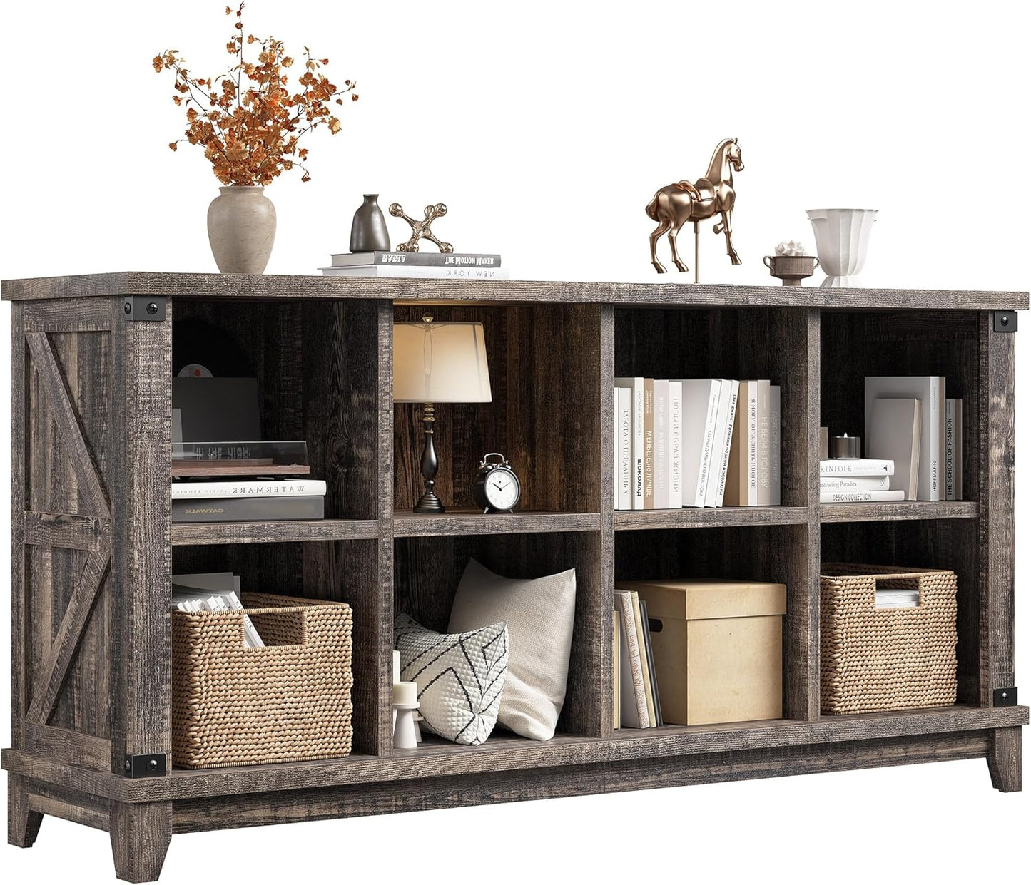 EnHomee 8 Cube Storage Organizer and Shelves, Cube Shelf Bookshelf for Home and Bedroom, Black Oak