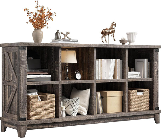 EnHomee 8 Cube Storage Organizer and Shelves, Cube Shelf Bookshelf for Home and Bedroom, Black Oak