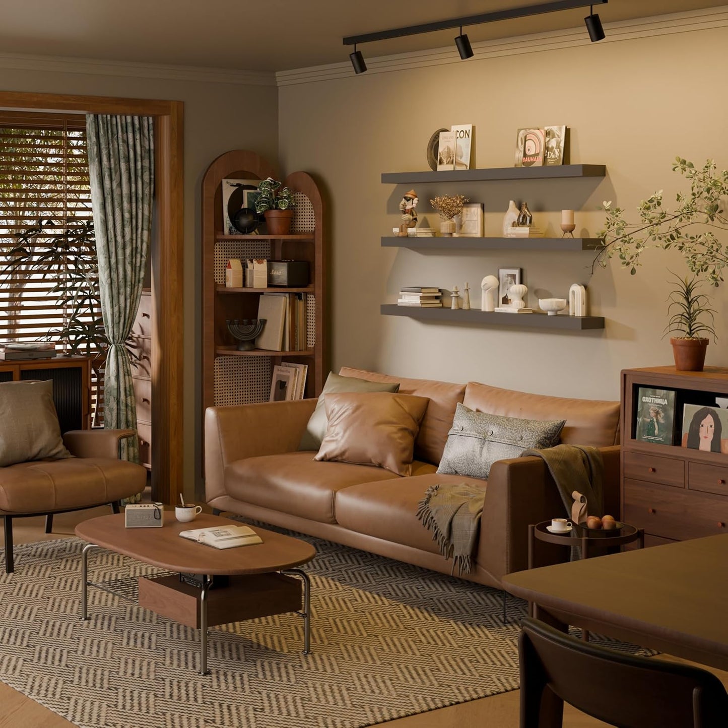 Floating Shelves for Wall, 60 Inch Extra Long Gray Wall Shelves, Set of 3, Hanging Invisible Brackets Floating Shelves for Living Room,Bedroom,and Kitchen