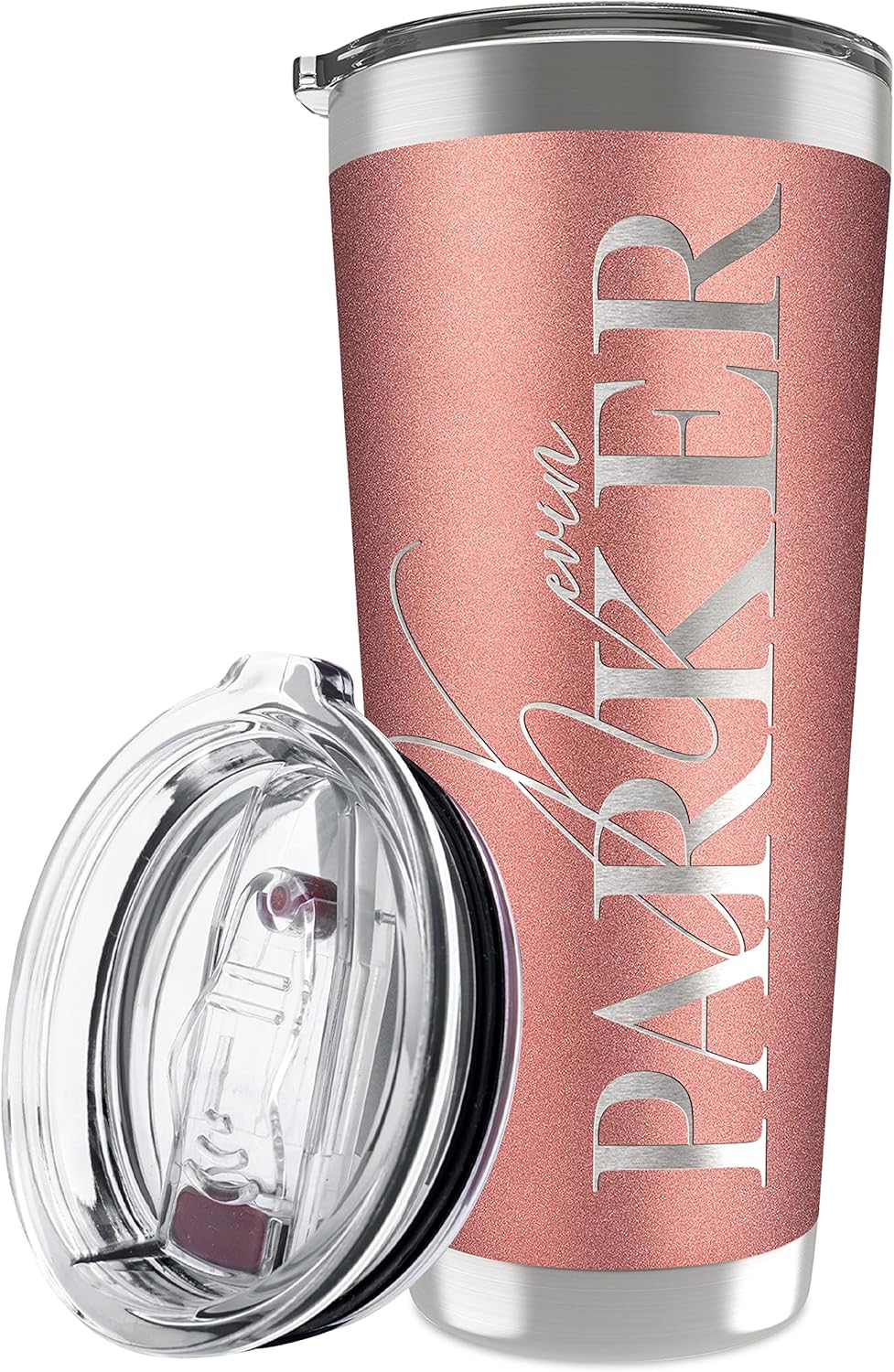 Be Burgundy Personalized Tumbler with Engraved Name - 12 Designs, 30 Oz Coffee Tumbler with Slider Lid, Rose Gold, Double Wall Insulated - Gift for Mom, Women, Personalized Gift for Her