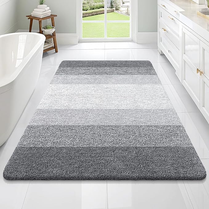 OLANLY Bathroom Rugs Mat 70x46, Extra Soft Absorbent Microfiber Bath Rugs, Rubber Backing, Quick Dry, Machine Washable Bath Mats for Bathroom Floor, Tub and Shower, Home Decor Accessories, Grey