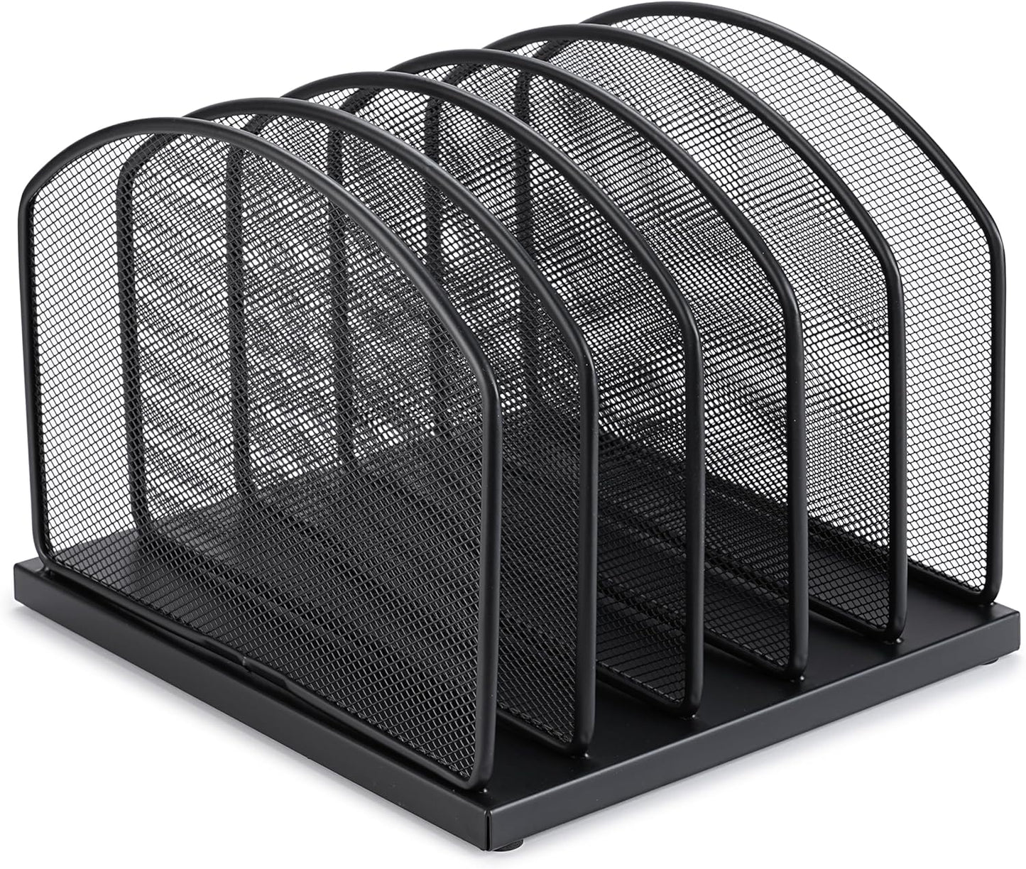 Huron 5-Slot Vertical File Binder Organizer Storage, Black Steel Mesh