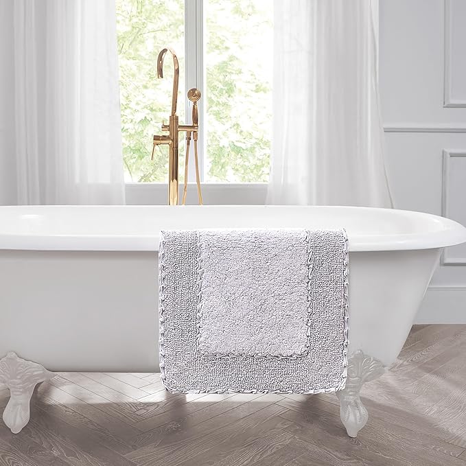 Laura Ashley Ruffle Border 100% Cotton Bath Rug, Purple, 20"x 34"