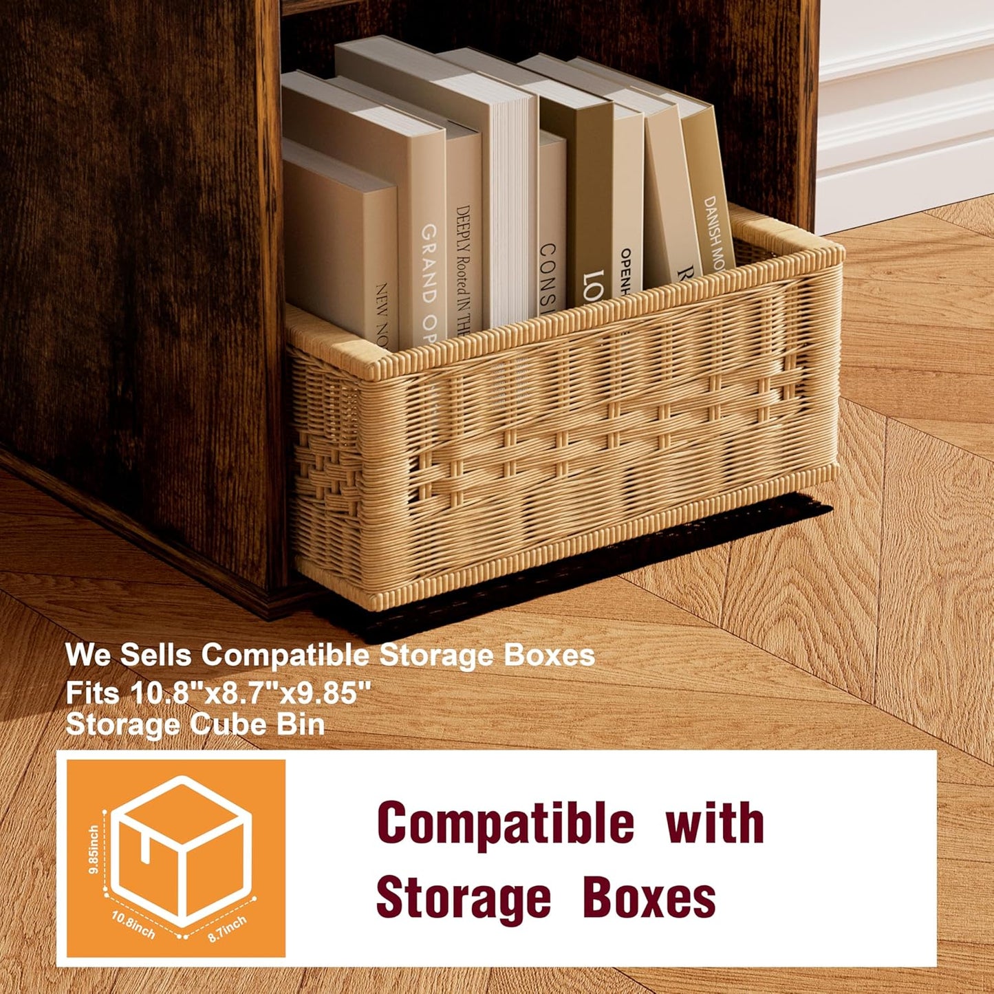 Book Shelf, Wooden Cube Storage Organizer with 11" Open Cubes, Stackable Bookcase for Room Divider Storage, Bookshelf for Living Room, Bedroom, Office (Indonesian Antique Oak, 6-Cube)