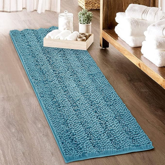 KGORGE Large Bathroom Rugs - Extra Soft Bath Mat Water Absorbent Non-Slip Thick Shaggy Shower Carpet for Tub Kitchen Toilet Door Way, Bluish Green, 70" x 24", 1 Pc