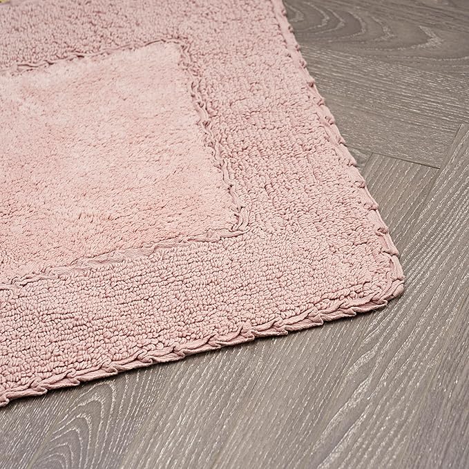 Laura Ashley Ruffle Border 100% Cotton Bath Rug, Blush Pink, 20"x 34"