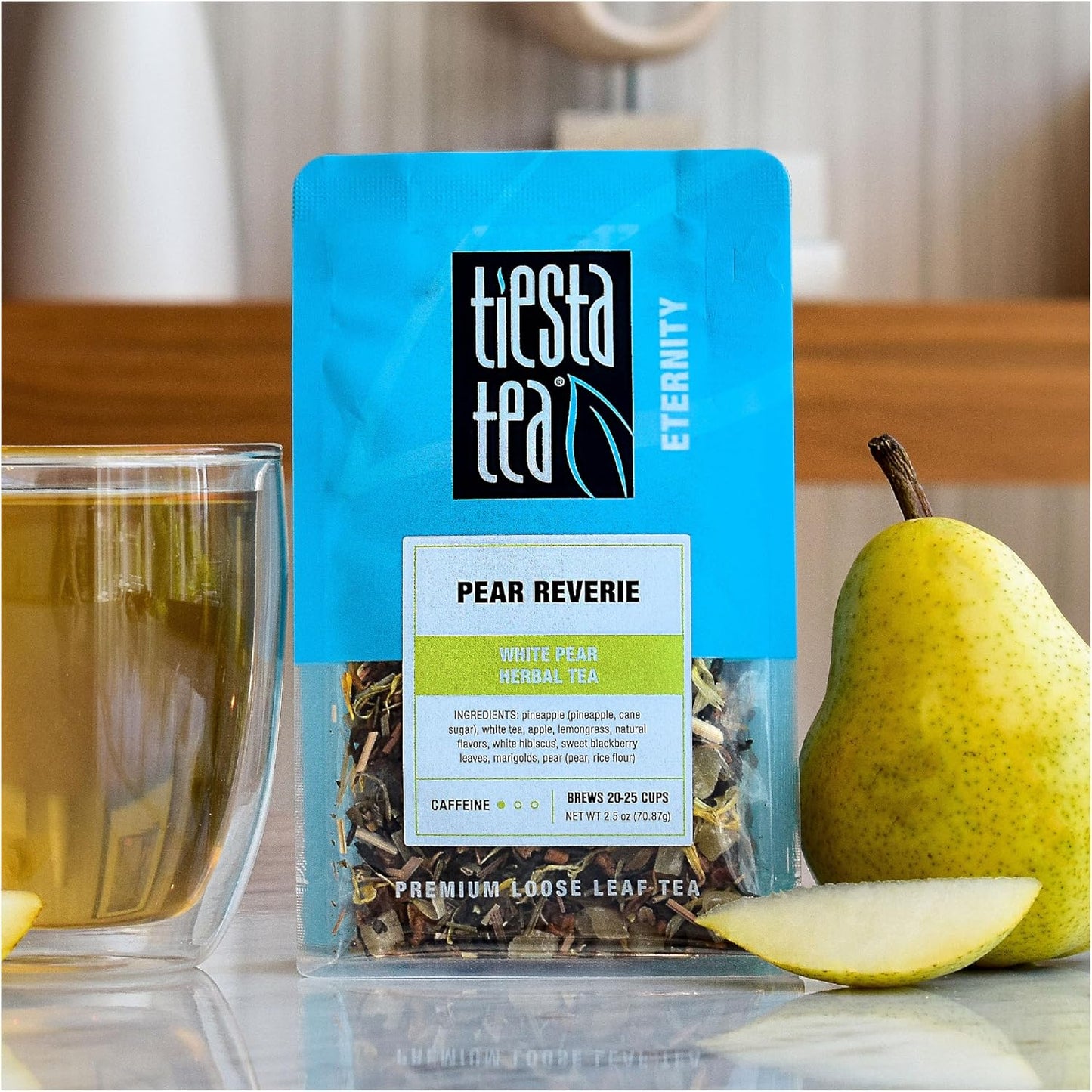 Tiesta Tea - Pear Reverie Tea, Loose Leaf, White Pear Herbal Tea, Premium Low Caffeine Tea Blend, Make Hot or Iced & Up to 25 Cups, 2.5 oz Resealable Pouch