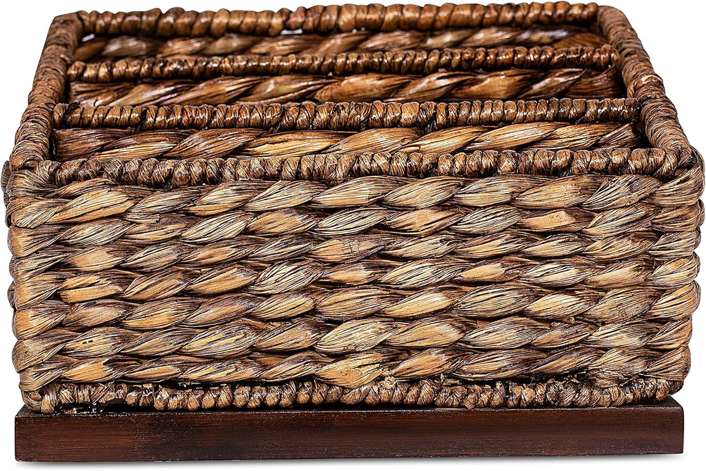 BIRDROCK HOME Seagrass Desk Organizer - Brown Wash - Hand Woven - Natural - Stylish Decorative Design - Mail Filer