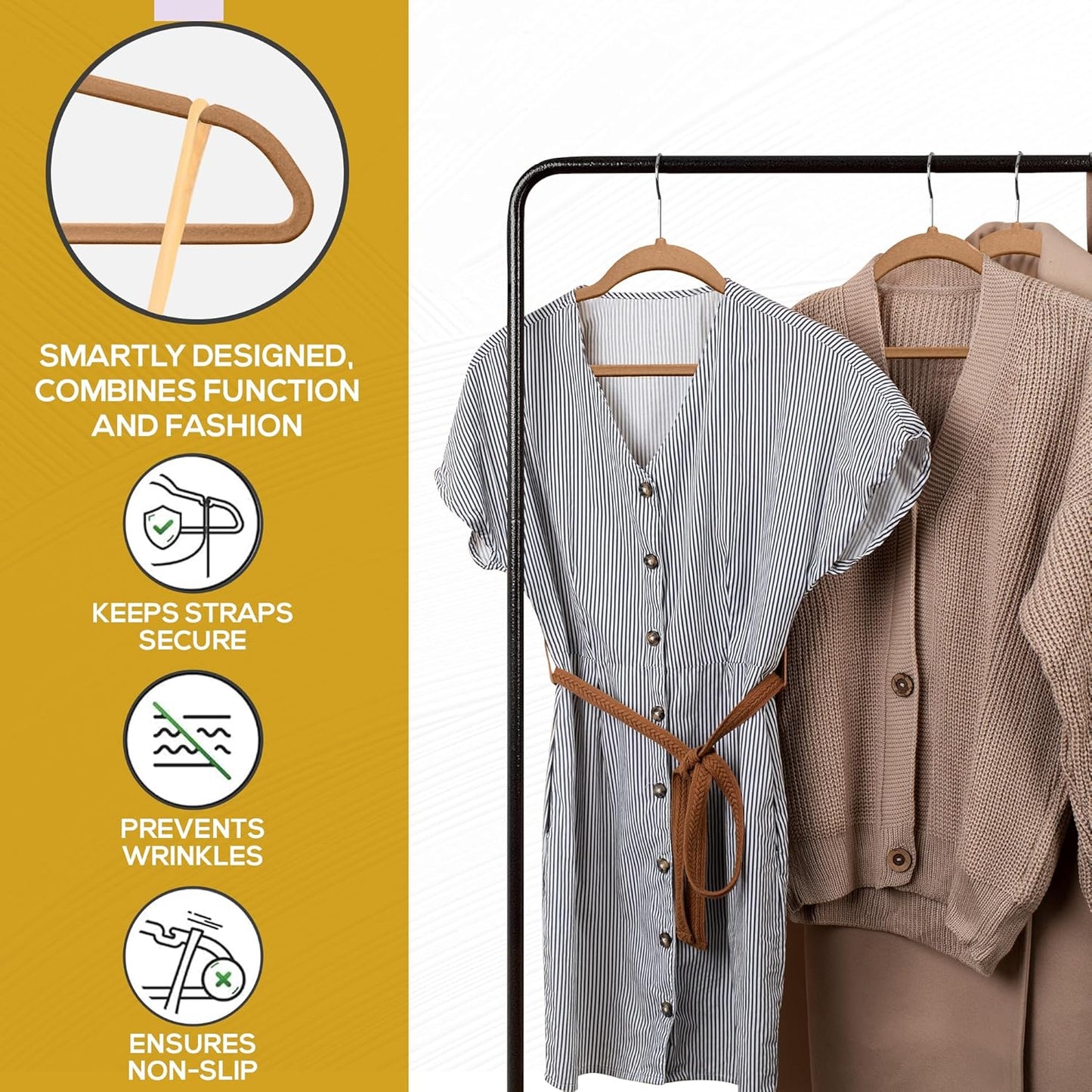 50 Pack New Premium Quality Velvet Hangers Ultra Thin Non Slip Adult Felt Space Saving Hangers for Closet Heavy Duty Coat Pants Jackets Dress Hangers 360° Swivel Hook Hold Upto 10 lbs Bronze