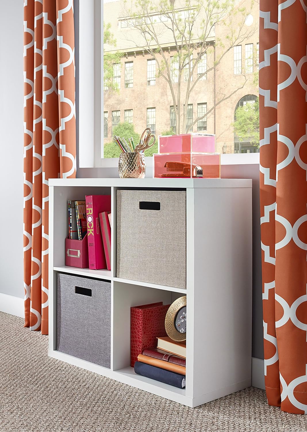 ClosetMaid 4 Cube Storage Shelf Organizer Bookshelf with Back Panel, Easy Assembly, Wood, White Finish