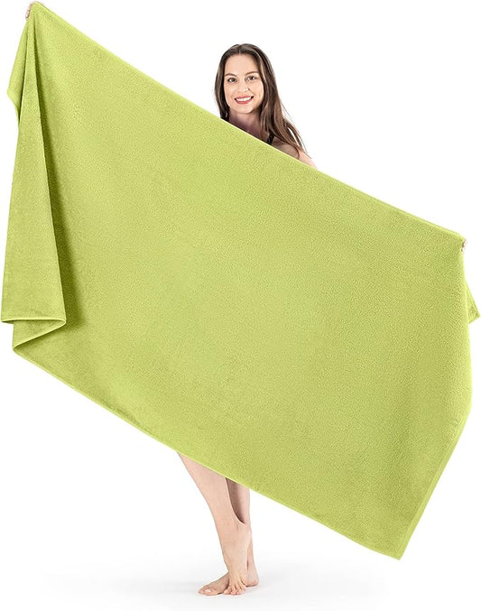SALBAKOS 100% Turkish Cotton Jumbo Bath Sheet Towel Oversized 40x80 inch | Premium Hotel & Spa Quality, Soft, Absorbent, XL Bath Towels | Made in Turkey (Pack of 1, Green, Jumbo Bath Sheet)