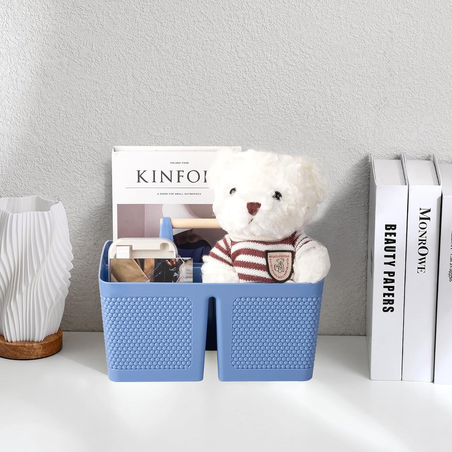 rejomiik Portable Shower Caddy Basket Plastic Cleaning Caddy Organizer Storage Tote with Handle for Bathroom, College, Dorm Room Essentials, Dark Blue