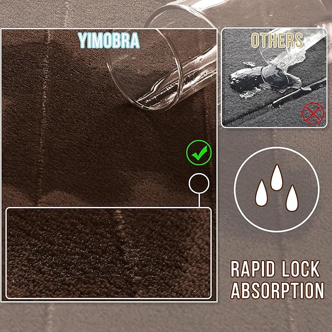 Yimobra Bathroom Runner 55"x24", Non Slip Memory Foam Bath Mat, Super Soft Water Absorbent Hallway Carpet, Machine Washable Rug for Vanity Tub Shower, Brown