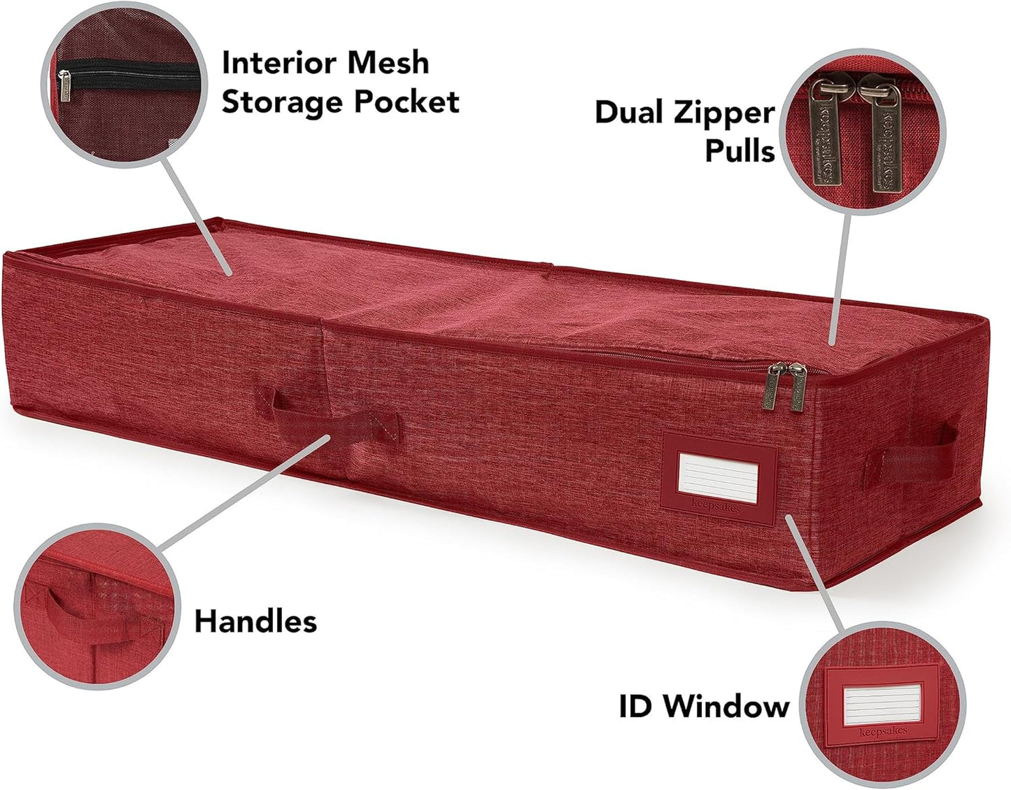 Covermates Keepsakes - Underbed Storage Bag - ID Window - Reinforced Handles - Indoor Storage, Red Heather