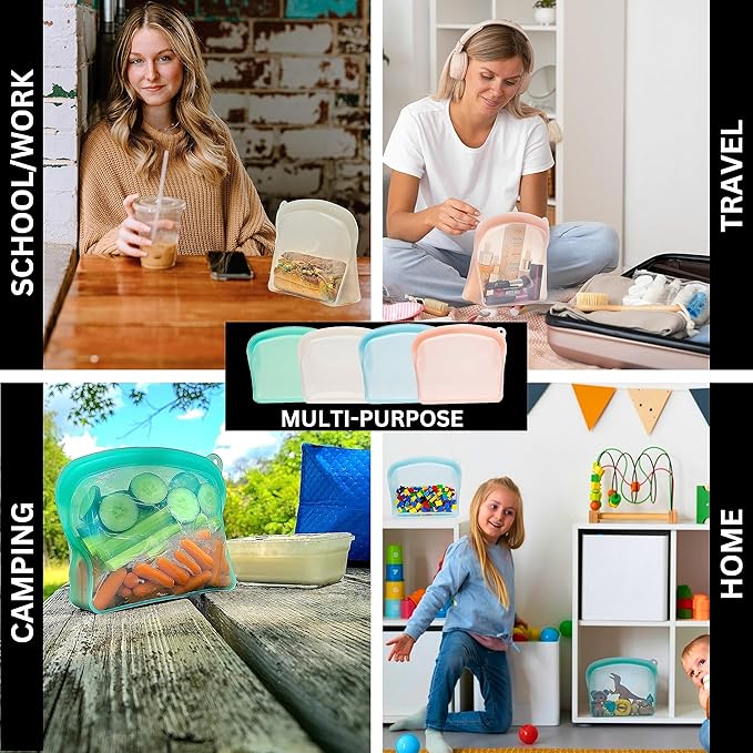 Elkanah Extra Large 116fl oz Silicone Bags Reusable Freezer Bags Silicone Gallon Bag Food Storage Bag Oven Bags Sous Vide, Microwave, Oven & Dishwasher safe