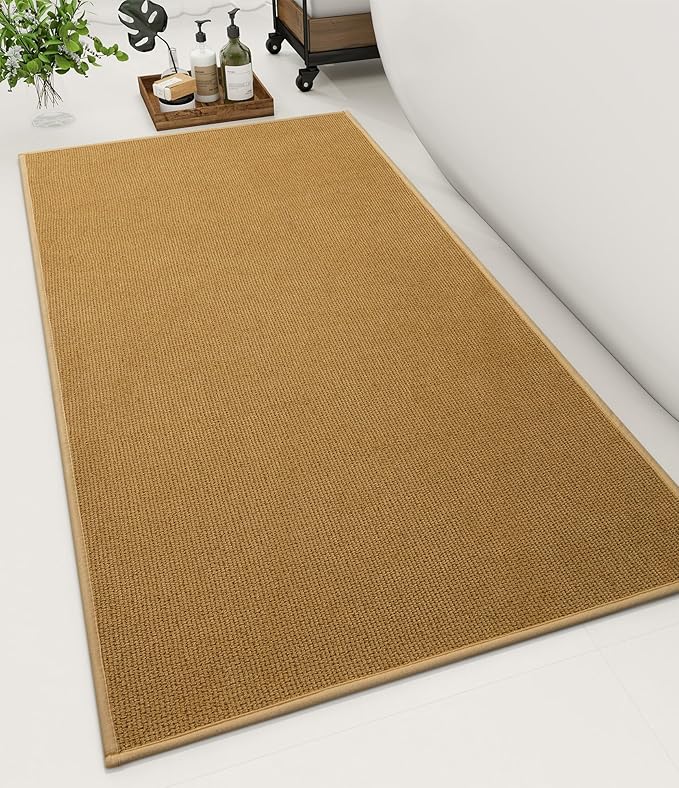 YIHOUSE Bathroom Rugs Mat 24x47, Non Slip Quick Dry Bath Mats for Bathroom Absorbent Ultra Thin Bath Rugs Machine Washable Fit Under Door for Sink, Cabinet, Laundry (Yellow, 24"x47")