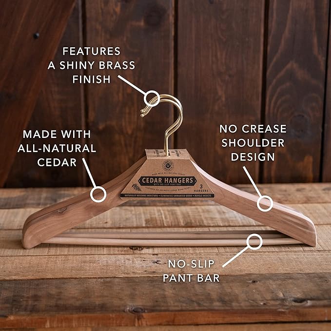 Cobbler's Choice Cedar Hanger (3-Pack), Naturally Absorbs Moisture, Eliminates Unwanted Odor, & More