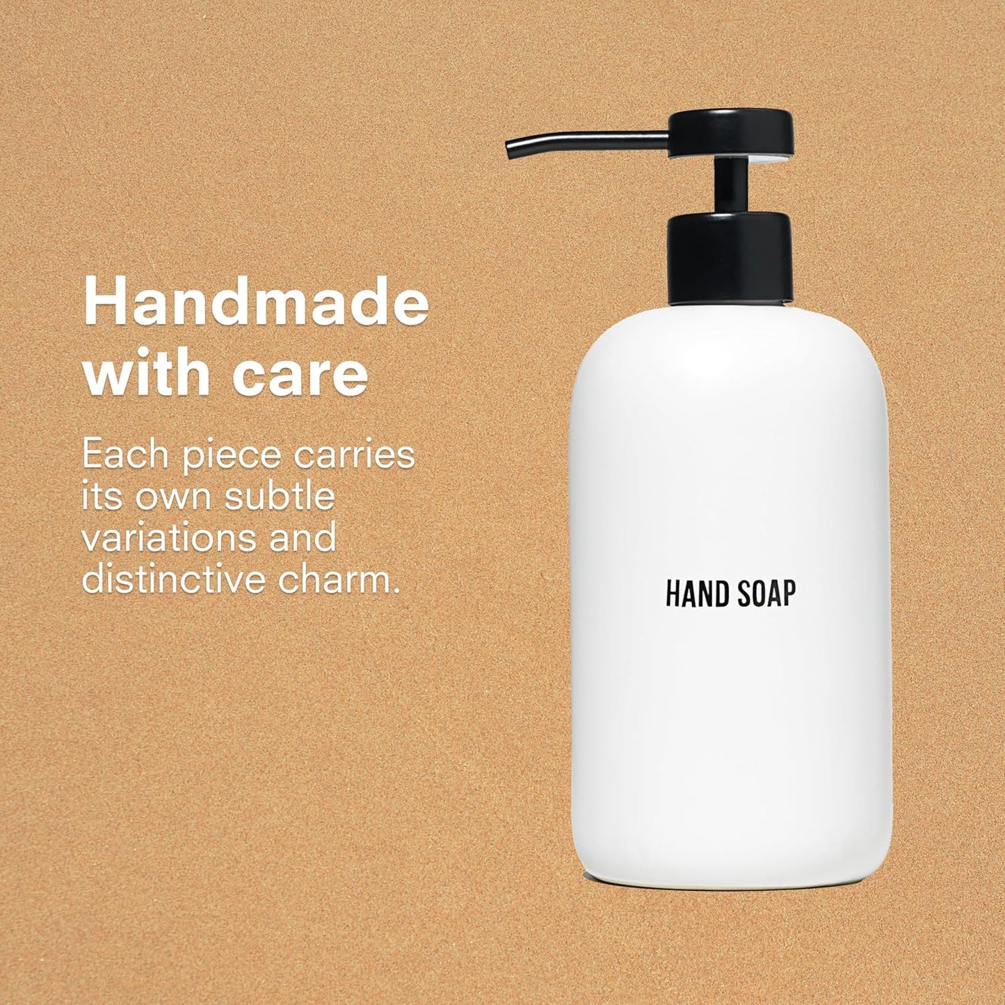 Public Goods Ceramic Hand Soap Dispenser Pump for Bathroom and Kitchen | Liquid Hand Soap Refill Bottle | Made Stoneware and Black Stainless Steel | 16 Oz Dispenser