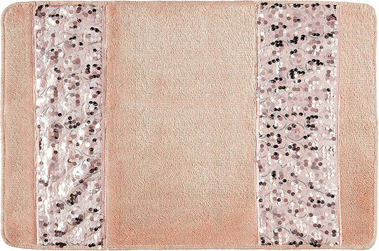 Zahari Home Sinatra Modern Bathroom Rug Classic Luxury Bath Rug Contemporary Decor Pink Bath Mat for Shower Unique Design Stylish Blush Bathroom Rug Bath Shower Tub Decor Bling Blush