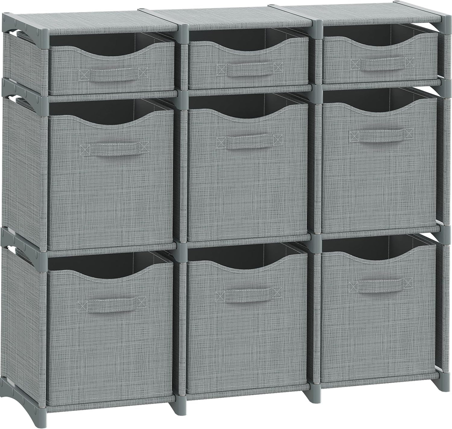 9 Cube Closet Organizers, Includes All Storage Cube Bins, Easy To Assemble Storage Unit With Drawers | Room Organizer For Clothes, Baby Closet Bedroom, Playroom, Dorm (Light Grey)