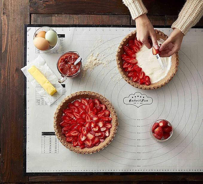 Extra Large Silicone Baking Mat – Non-Stick Pastry Mat with Measurements, Conversion Charts & Heat Resistance – Reusable Food-Grade Silicone for Dough Rolling, Pizza & Baking