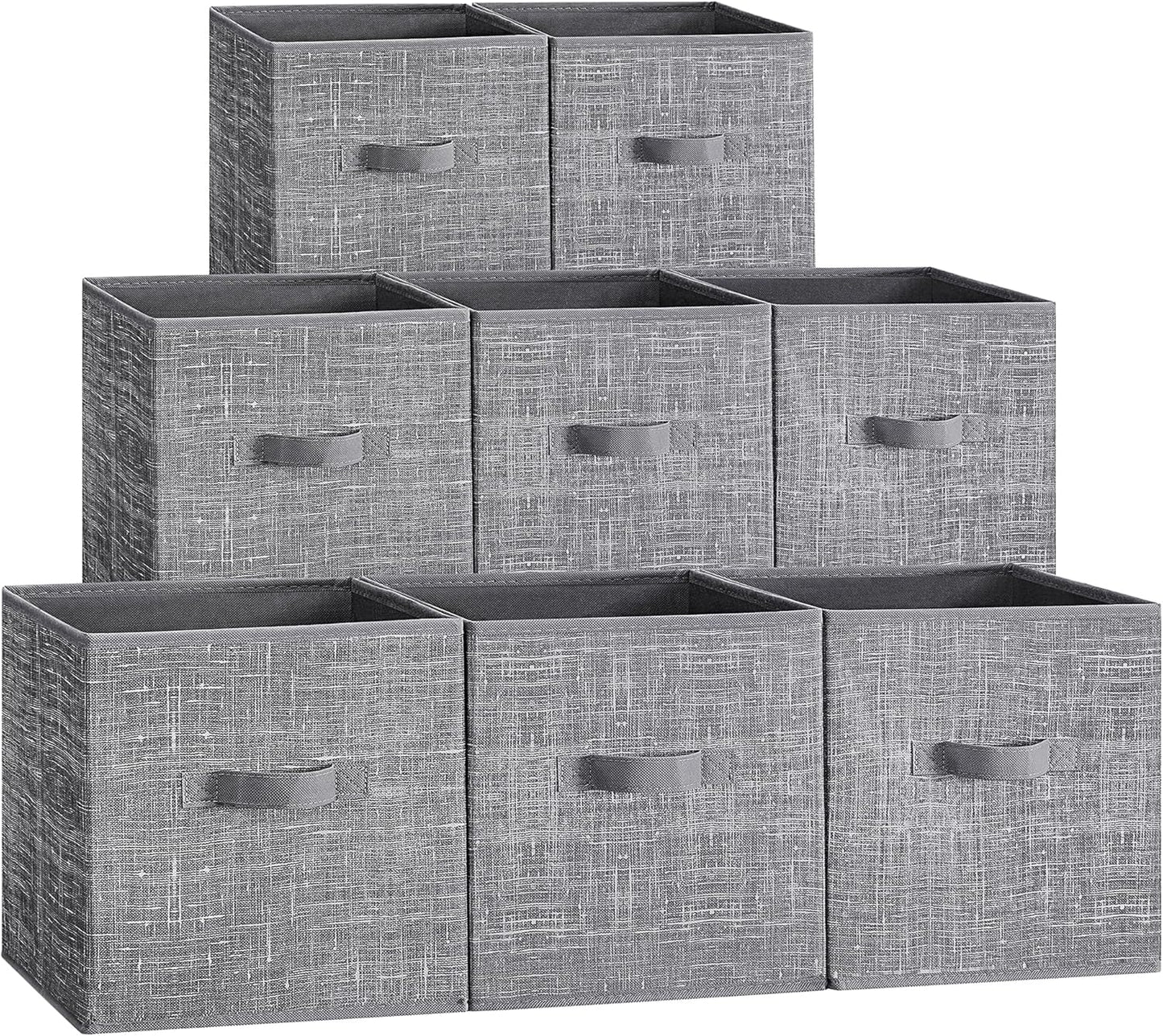 SONGMICS Storage Cubes, 11.8 x 11.8 x 11.8 Inches Non-Woven Fabric Bins with Double Handles, Set of 8, Closet Organizers for Shelves, Foldable, for Clothes, Cattail Gray UROB830G01