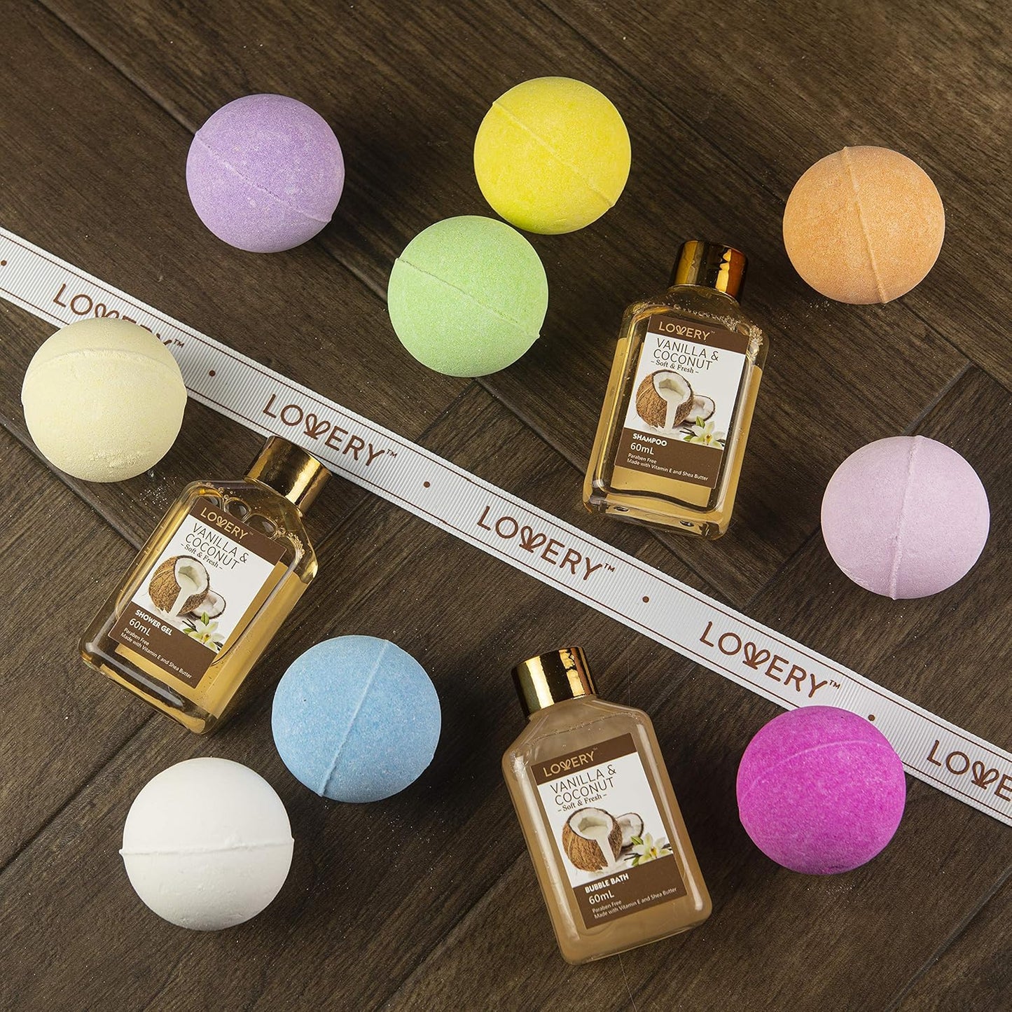 from Son, Premium Bamboo Bathtub Caddy Tray Gift Set with Bath Bombs, Shower Gel, Shampoo & Bubble Bath, Luxury Bathtub Trays with Book & Wine Holder, Expandable Tray to Fit Any Tub