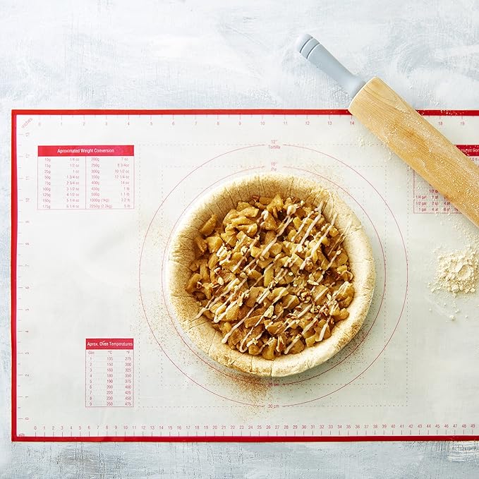 Silicone Pastry Mat Standard 15 x 10 in Nonstick Dough Rolling Mat with Measurements Inch and cm Circles Conversion Charts BPA Free Heat Resistant to 450 F Dishwasher Safe