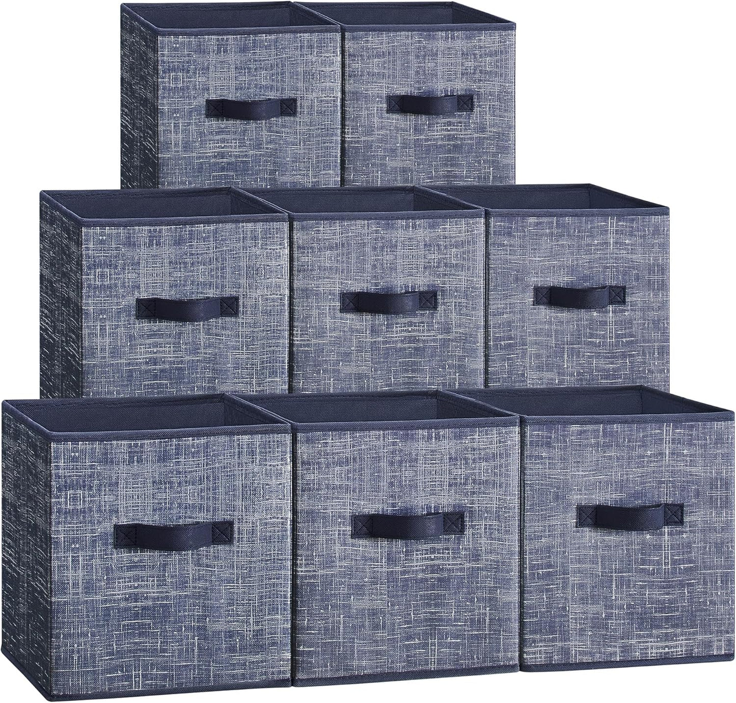 SONGMICS Storage Cubes, 10.2 x 10.2 x 11 Inches Non-Woven Fabric Bins with Double Handles, Set of 8, Closet Organizers for Shelves, Foldable, for Clothes, Misty Blue UROB826I01