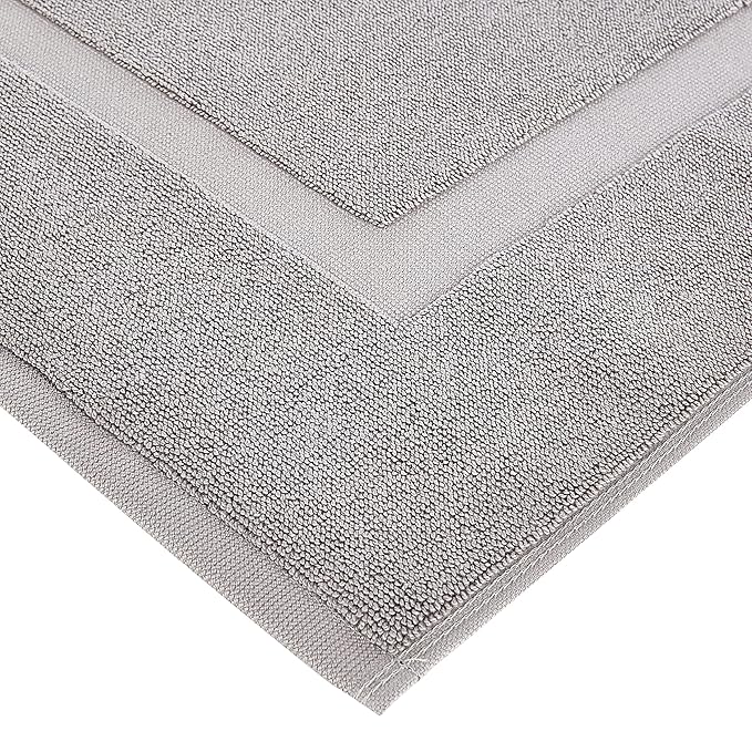 Amazon Basics Banded Bathroom Bath Rug Mat, Light Gray, 31 inches L x 20 inches W
