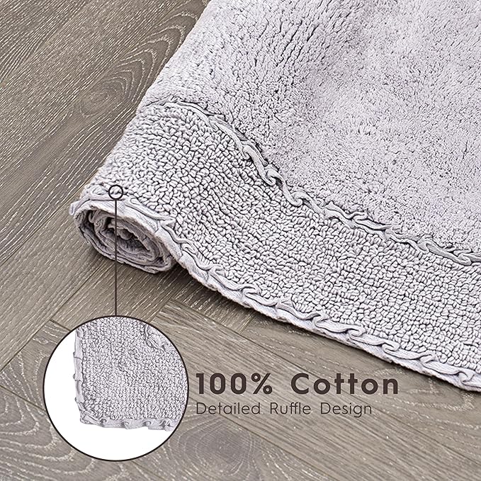 Laura Ashley Ruffle Border 100% Cotton Bath Rug, Purple, 20"x 34"