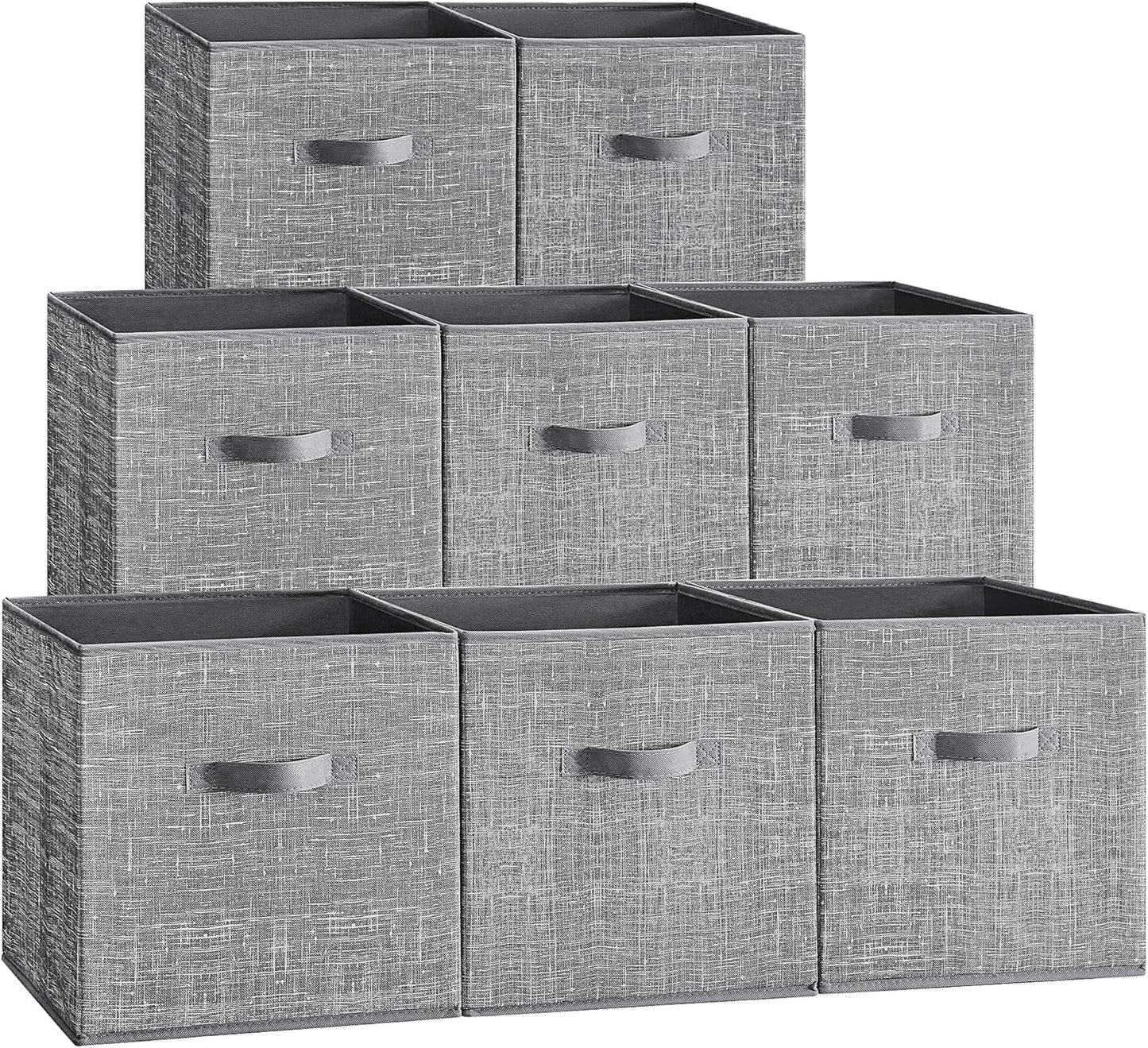 SONGMICS Storage Cubes, 13 x 13 x 13 Inches Non-Woven Fabric Bins with Double Handles, Set of 8, Closet Organizers for Shelves, Foldable, for Clothes, Cattail Gray UROB833G01