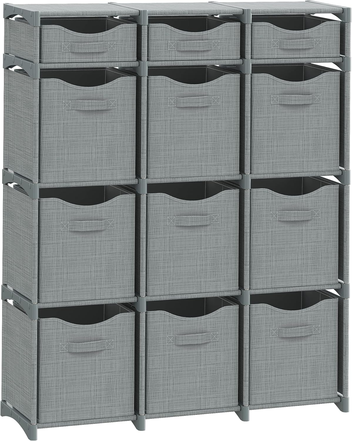 12 Cube Closet Organizers And Storage | Includes All Storage Cube Bins | Easy To Assemble Closet Storage Unit With Drawers | Room Organizer For Clothes, Baby Closet Bedroom, Playroom, Dorm (Grey)